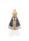 Pingente Nossa Senhora Em Ouro 18k Com Safiras E Brilhantes
