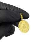 Pingente Oração De São Jorge Redondo Banhado A Ouro 18k