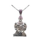 Pingente orixá exu banhado a rhodium com micro zircônia