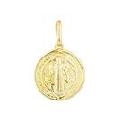 Pingente Ouro 18k Medalha Santo São Bento 2 Faces