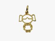 Pingente Ouro 18k Menina Pequena 0.20 Gramas 8 mm