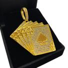 Pingente Ouro 24k Carta de Baralho Cravejada Masculino Banhado A Ouro