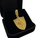 Pingente Ouro 24k Cravejado Zircônia Masculino Banhado A Ouro
