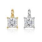 Pingente Para Piercing Zircônia Quadrada Aço Cirúrgico Ouro PVD Cor:Prateado