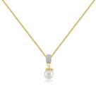 Pingente Pérola 10mm Folheado A Ouro Com Pedras De Zircônia