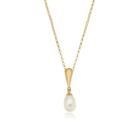 Pingente Pérola Natural Gota + Corrente Portuguesa Ouro 18k