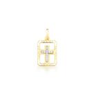 Pingente Placa Cruz Vazada Zircônia em Ouro 18K - AU13681