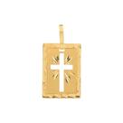 Pingente Placa de Cruz Vazada 1,6cmx1cm - Banhado em ouro 18k