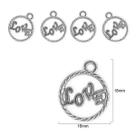 Pingente Plaquinha de Metal Love 16mm com 5 unidades