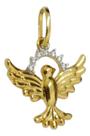 Pingente Pomba Divino Zirconia E Ouro 18k