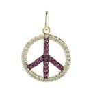 Pingente Prata 17mm Paz e Amor com Zircônias