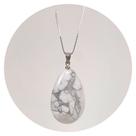 Pingente Prata 925 Howlita em Gota Estilo Carrara - Natural
