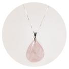Pingente Prata 925 Quartzo Rosa em Gotas - Natural Legítimo