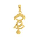Pingente Prata c/ Ouro 18K Menina 18x10mm