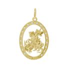Pingente Prata c/ Ouro 18K São Jorge Cravejado 26x18mm