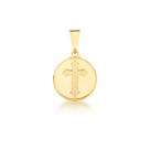 Pingente Redondo Banhado a Ouro Imagem Cruz 15x15/25mm