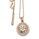Pingente Redondo e Corrente Ouro Rose 18k Cravejado Diamante Brilhante Natural Pizza 1.1cm -11mm