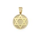 Pingente Redondo Estrela de Davi 3 cm Detalhes Foscos em Ouro 18K