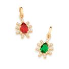 Pingente rommanel banhado ouro 18k feminino pedra cristal zircônia gota vermelho ou verde 542366