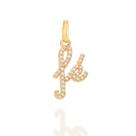 Pingente Rommanel Escrito Fé Com Zirconias 542296 Folheado A Ouro 18K