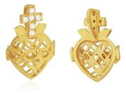 Pingente Sagrado Coração Jesus Com Zircônias Em Ouro 18k