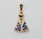 Pingente Santa Cravejada com Zircônia Azul Redonda Banhado em Ouro 18K Pingente Santa Cravejada com Zircônia Azul Redonda Banhado em Ouro 18K