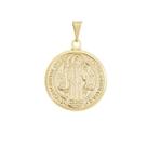 Pingente São Bento Banho de Ouro Amarelo - Dupla Face - 2,5 cm