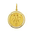 Pingente Signo Redondo Com Aro Medio 1.8cm Ouro 18k K150