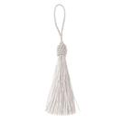 Pingente Tassel 9cm Branco Franja de Seda - 2 unidades