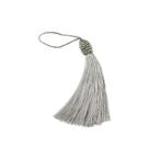 Pingente Tassel 9cm Prata Franja de Seda - 2 unidades