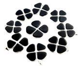 Pingente Trevo 4 Folhas em Pedra Obsidiana Negra Natural com Cordão Prateado