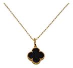 Pingente Trevo Virginia Van Cleff Onix E Ouro 18k