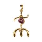 Pingente Tridente Maria Mulambo Rosa Roxa 3,7 cm Dourado