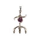Pingente Tridente Maria Mulambo Rosa Roxa 3,8 cm Níquel