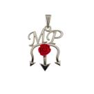 Pingente Tridente MP com Rosa 3 cm Metal Niquelado