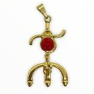 Pingente Tridente Pomba Gira Metal Banhado em Ouro 3,8 Cm