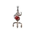 Pingente Tridente Pomba Gira Rosa Vermelha 2,9 cm Níquel