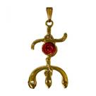Pingente Tridente Pomba Gira Rosa Vermelha 3,7 cm Dourado