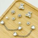 Pingentes De Urso Com Pérolas Prateadas E Diamantes, 10 Peças, Fivela De Decoração De Corrente DIY