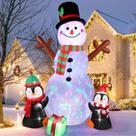 Pinguins infláveis de Natal AerWo Snowman de 1,8 m com luzes LED