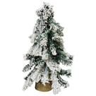 Pinheiro Enfeite de Mesa Nevado Rústico Luxo Base Linho Juta 46cm - Bela Flor