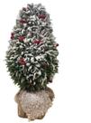 Pinheiro Mini Adorno Azevinho C Saco De Juta 36 Cm
