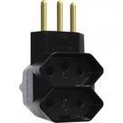 Pino 3 Saidas 2 Polos+Terra Exatronic Preto Sp2033Pt - Kit C/12