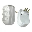 Pino 3 Saidas Flp Reto 2 Polos+Terra 10A. Branco - Kit C/10 Pecas