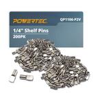Pinos de prateleira POWERTEC QP1106-P2V 1/4 de polegada 200 unidades niqueladas