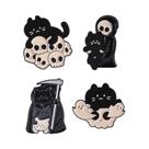 Pins De Esmalte, Broches E Emblemas De Lapela Com Temas De Gato Fantasma Branco, Abóbora E Caveira