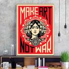 Pintura de arte de parede Make Art Not War 40x60cm Tecido de lona
