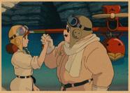 Pintura de pôster Porco Rosso Arte de parede de anime vintage