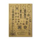 Pintura de pôster Vintage Rocket Blueprint Kraft Paper