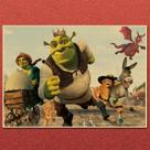 Pintura em cartaz, animação de Shrek, arte vintage em papel kraft